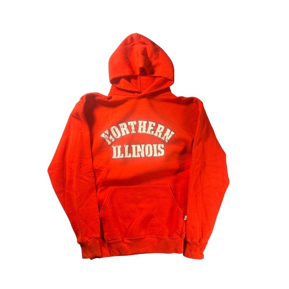 Vintage Russell Athletic Northern Illinois Hoodie Red Made in USA Large NIU